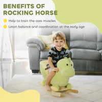 HOMCOM Kids Rocking Horse, Plush Ride-On Dinosaur Seat, with Seat Seat Belt, 32 Songs, Ride-On Horse(m-5)