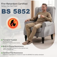 HOMCOM Retro Accent Chair, Wingback Armchair with Wood Frame Button Tufted Design for Living Room Bedroom, Grey(m-9)