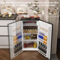 HOMCOM Frigorífico Pequeno com Congelador 91L Silencioso Porta Reversível Temperatura Regulável e Prateleiras Ajustáveis Preto(m-7)