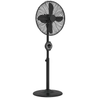 HOMCOM 41 cm Metal Pedestal Fan with Oscillating, Adjustable Height Black(m-1)