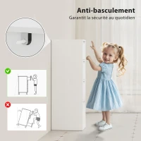 HOMCOM Meuble de salle de bain, meuble de rangement avec 4 tiroirs et poignées en rainure, 29 x 29 x 83 cm, blanc(m-5)