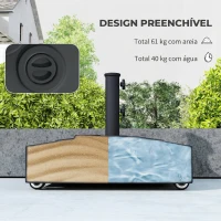 Outsunny Base para Chapéu de Sol Quadrada com Rodas para Postes Ø35/38/48 mm, Recarregável com Areia 61 kg ou Água 40 kg Preto(m-5)