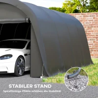 Outsunny Carport Zeltgarage 3x6m Winterfest Wasserdichtes Lagerzelt mit abnehmbaren Seitenwänden großer Rolltor, UPF50+(m-7)