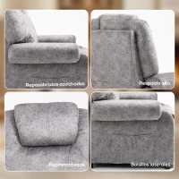 HOMCOM Sillón Relax Reclinable Manual hasta 135º con Reposabrazos Reposapiés Acolchado Grueso Gris(m-6)