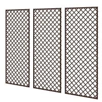 Outsunny Lot de 3 Treillis de jardin en osier tissé Panneau rectangulaire pour Plantes grimpantes 43 x 2 x 112 cm, effet bois naturel(m-1)