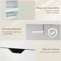 HOMCOM Sapateira Estreita com 3 Gavetas Rebatíveis Prateleiras Ajustáveis e Compartimento Aberto Capacidade para 12-18 Pares Branco(m-9)