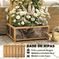 Outsunny Floreira com Treliça de Madeira com 2 Caixas Dobráveis Base de Ripas Vaso Elevado 73x70x170 cm Madeira(m-13)