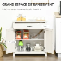 HOMCOM Buffet salon, meuble de rangement avec tiroir, 2 portes de grange et étagère réglable, 80 x 39,7 x 80 cm, blanc(m-4)