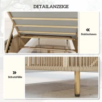 Outsunny Rattan Sonnenliege, 5-fach verstellbare PE-Rattan Outdoor-Liege mit Kissen, Gartenliege(m-7)