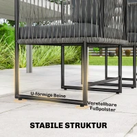 Outsunny Gartenstuhl 2er Set wetterfest Gartenstühle aus Stahl PE-Rattan mit Kissen Armlehne Rückenlehne 52x52x66 cm Dunkelgrau(m-5)