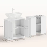 kleankin Under Sink Bathroom Cabinet, Freestanding Under Sink Cabinet with 2 Doors and Adjustable Shelf for Basin without or with Pedestal, White(m-3)