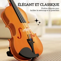 HOMCOM Violon 4/4 ensemble de violon en bois massif pour adultes et débutants avec étui léger et portable 60 x 21 cm marron(m-6)