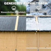 Outsunny Houten Tuinschuur Inloop Gereedschapsschuur met Planken Acrylramen Dubbele Deur Asfalt Dak Lamellenventilatie Bodemplaat(m-6)