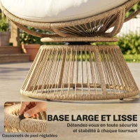 Outsunny Fauteuil Papasan Pivotant 360° Fauteuil de Jardin en Polyrotin Coussin Moelleux 12cm 93 x 81 x 87 cm Naturel(m-7)