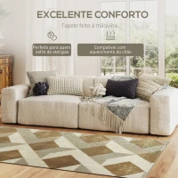 HOMCOM Tapete Sala de Estar 170x120 cm Tapete Lavável na Máquina de Lavar Pelo Curto Estilo Moderno Creme e Marrom Claro(m-4)