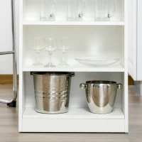 HOMCOM Table de bar pour 2 personnes, table haute mange debout avec 4 étagères ouvertes, 115x50x102,7cm, blanc et gris(m-8)