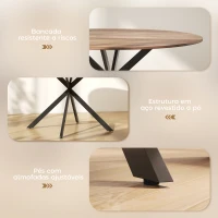 HOMCOM Mesa de Refeição Redonda para 4 Pessoas Mesa de Cozinha Industrial com Estrutura de Aço Ø120x75 cm Marrom(m-6)