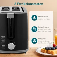HOMCOM Wasserkocher- und Toaster-Set, 2200W, Otter-Thermostat, 2-Schlitz-Toaster, 7 Bräunungsstufen, Krümelfach, Schwarz(m-8)