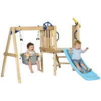 AIYAPLAY Altalena e scivolo legno con accessori, 18-48 mesi, Legno naturale(m-7)