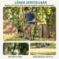 AIYAPLAY Skateboard Schaukel Kinderschaukel mit verstellbarer Höhe, rutschfestem Brett, wetterfestem Seil, Griffen Schwarz(m-6)