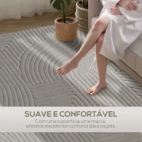 HOMCOM Tapete Sala de Estar 160x230 cm Tapete Pelo Curto Estilo Moderno Base Antiderrapante Tecida à Máquina Cinzento(m-4)