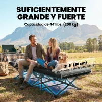 Outsunny Cama Plegable Camping con Colchón Extraíble de Tela Oxford 600D con Reposacabezas y Bolsa Carga 200 kg Negro(m-5)
