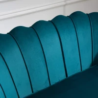 Homcom Canapea Vintage 2 Locuri – Catifea Verde, Stil Industrial Chic(m-15)