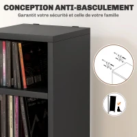 HOMCOM Rangements pour CD et DVD avec 12 compartiments, capacité max. 204 CD, 21 x 20 x 175 cm, noir(m-6)