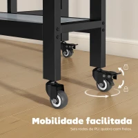 HOMCOM Mesa de Jantar Dobrável com Rodas e Prateleira Aberta Mesa de Cozinha para Espaços Pequenos Cinzento Cimento(m-5)