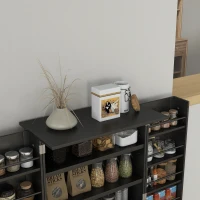 HOMCOM Armário de Cozinha com 2 Portas e 16 Prateleiras Armário de Cozinha Moderno com Prateleiras Ajustáveis 60x30x104 cm Preto(m-7)