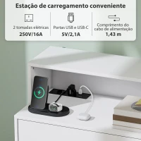 HOMCOM Cómoda com 4 Gavetas e Estação de Carregamento com Porta USB Porta USB-C Prateleira Aberta 80x40x120 cm Branco(m-4)