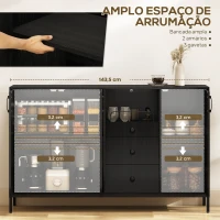 HOMCOM Aparador com 3 Portas e 3 Gavetas Prateleiras Ajustáveis para Cozinha, Entrada Sala de Jantar Quarto 143,5x40x90 cm Preto(m-4)