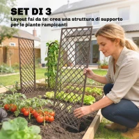 Outsunny Grigliato da giardino con vimini e parte superiore piatta, Legno Naturale(m-4)