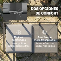 Outsunny Conjunto de Jardín Exterior con Cojines 2 Sofás de 2 Plazas Reposabrazos Ajustables y Mesa de Centro de Listones Gris(m-6)