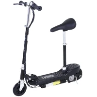 HOMCOM Powered Electric Scooter Ride-On, with Brakes, Adjustable Seat, Adjustable Handlebars, Black(m-10)