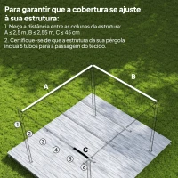 Outsunny Cobertura para Pérgola 2,5x2,55cm Teto de Substituição Retrátil para Pérgola com 10 Orifícios de Drenagem Café(m-4)
