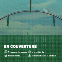 Outsunny Serre tunnel de jardin 12m², serre de jardin tunnel 295x400x200cm 2 portes et 8 fenêtres bâche PE 140 g/m² vert(m-5)