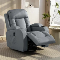 HOMCOM Massage Recliner Armchair, PU Leather Recliner Chair, Grey(m-8)