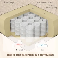 HOMCOM Elegancki fotel uszak, grubo wyściełany, z zdejmowanym pokrowcem, 74 x 87 x 102 cm, beżowy(m-5)