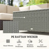 Outsunny Rattan Garden Coffee Table with Glass Top, Light Grey(m-4)