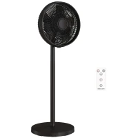 HOMCOM 40 cm Standing Fan, Cooling Floor Fan with 80° Oscillating, Adjustable Tilt and Height, 4 Speed, Remote Control, Black(m-1)