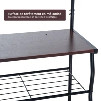 HOMCOM Portant porte-manteaux vestiaire d'entrée style néo-rétro fer forgé multi-rangements 60L x 35l x 175H cm noir(m-8)