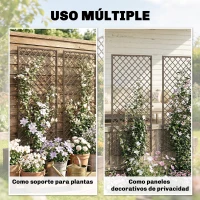Outsunny Juego de 3 Enrejados de Jardín de Mimbre Soportes para Plantas Trepadoras con Parte Superior Plana 43x112 cm Natural(m-7)
