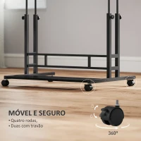 HOMCOM Secretária Elevatória com Rodas Tomadas e Entrada USB Altura Ajustável e Painel Central Inclinado 80x60x59,5-95 cm Preto(m-6)