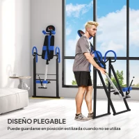 HOMCOM Tabla de Inversión Plegable con Inclinación hasta 90° y Cinturones de Seguridad 79x114x153 cm Azul y Negro(m-7)