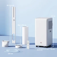 HOMCOM Aparat de aer condiționat portabil 1250W cu 5 moduri și timer 24h, 35.5x35x70 cm, alb(m-3)