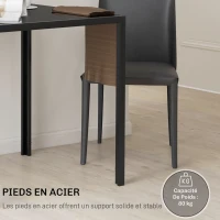 HOMCOM Table à manger pour 4 personnes, table de cuisine avec plateau en verre trempé et pieds en acier, 75 x 75 x 75 cm, noir(m-5)