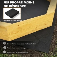 AIYAPLAY Bac à sable en bois avec auvent, bac à sable enfant extérieur avec 4 bancs, doublure de fond, jaune(m-7)