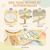 AIYAPLAY Jeux de Tambours pour Bébé, Tambour bébé avec Xylophone pour Tout-Petits, Instruments de Musique en Bois, Naturel(m-6)