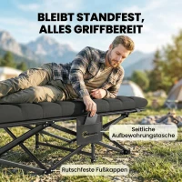 Outsunny Veldbed opvouwbaar campingbed met draagtas campingligbed tot 200 kg binnen, buiten, 200 x 80 x 40 cm zwart(m-8)